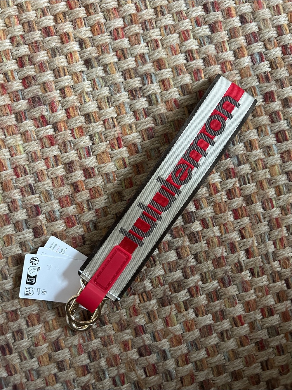 lululemon athletica Red, Brown, Silver with Gold Hardware Never Lost Keychain